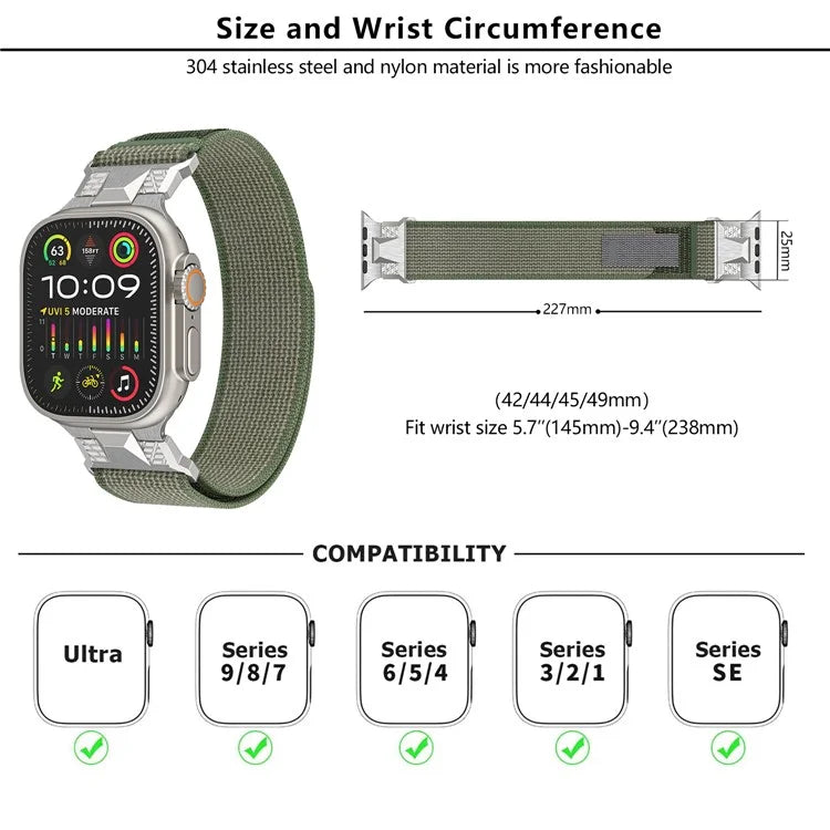KALEBOL KLB-YJHHNL-001 For Apple Watch Ultra 2 Ultra 49mm / 9 8 7 45mm / 6 5 4 SE (2023) SE (2022) SE 44mm / 3 2 1 42mm Nylon Watch Band