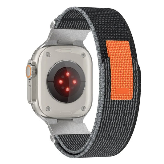KALEBOL KLB-YJHHNL-001 For Apple Watch Ultra 2 Ultra 49mm / 9 8 7 45mm / 6 5 4 SE (2023) SE (2022) SE 44mm / 3 2 1 42mm Nylon Watch Band+Grey