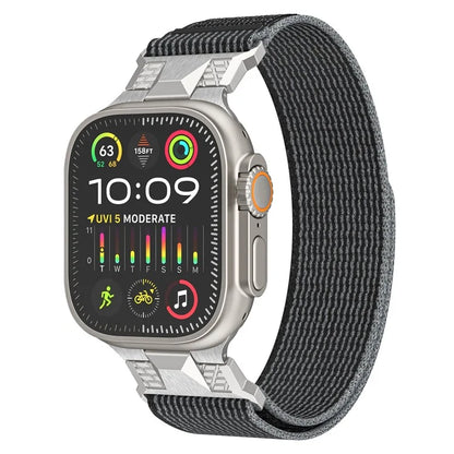 KALEBOL KLB-YJHHNL-001 For Apple Watch Ultra 2 Ultra 49mm / 9 8 7 45mm / 6 5 4 SE (2023) SE (2022) SE 44mm / 3 2 1 42mm Nylon Watch Band+Grey