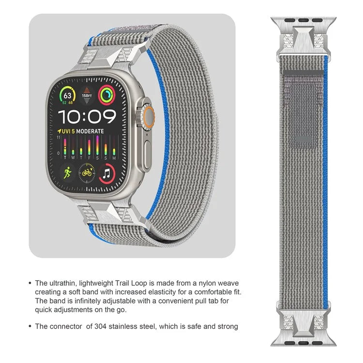 KALEBOL KLB-YJHHNL-001 For Apple Watch Ultra 2 Ultra 49mm / 9 8 7 45mm / 6 5 4 SE (2023) SE (2022) SE 44mm / 3 2 1 42mm Nylon Watch Band