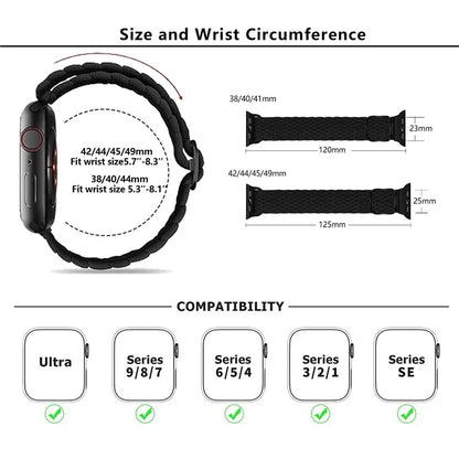 KALEBOL For Apple Watch Ultra 2 Ultra 49mm / 9 8 7 45mm / 6 5 4 SE (2023) SE (2022) SE 44mm / 3 2 1 42mm Nylon Braided Watch Strap