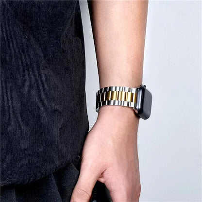 KALEBOL For Apple Watch Ultra 2 Ultra 49mm / 9 8 7 45mm / 6 5 4 SE (2022) SE (2023) SE 44mm / 3 2 1 42mm Stainless Steel Strap+Gold