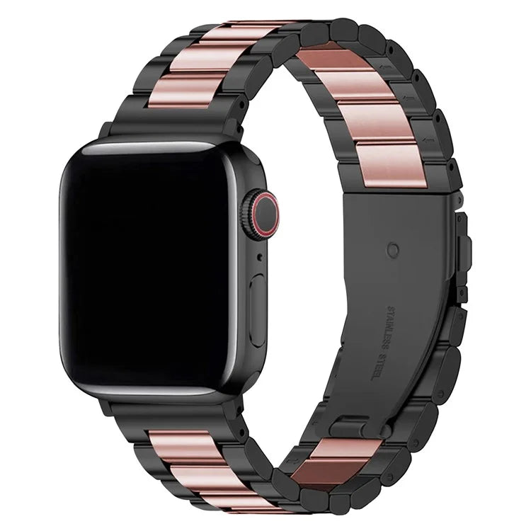 KALEBOL For Apple Watch Ultra 2 Ultra 49mm / 9 8 7 45mm / 6 5 4 SE (2022) SE (2023) SE 44mm / 3 2 1 42mm Stainless Steel Strap+Rose Gold