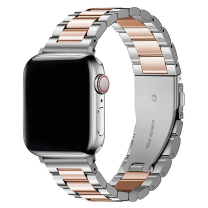 KALEBOL For Apple Watch Ultra 2 Ultra 49mm / 9 8 7 45mm / 6 5 4 SE (2022) SE (2023) SE 44mm / 3 2 1 42mm Stainless Steel Strap+Rose Gold