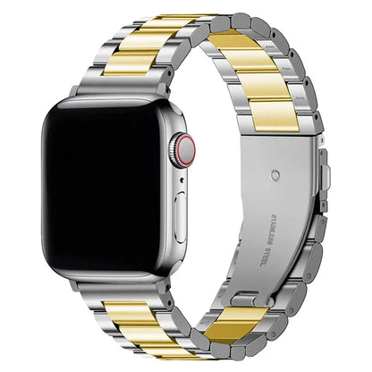 KALEBOL For Apple Watch Series 9 8 7 41mm / 6 5 4 SE (2022) SE (2023) SE 40mm / 3 2 1 38mm Watch Band Stainless Steel Strap+Gold