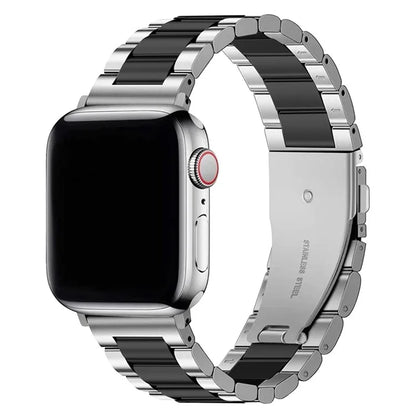KALEBOL For Apple Watch Series 9 8 7 41mm / 6 5 4 SE (2022) SE (2023) SE 40mm / 3 2 1 38mm Watch Band Stainless Steel Strap+Black