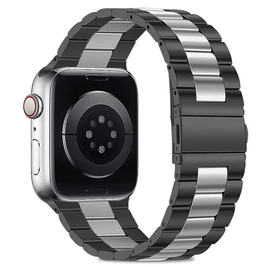 KALEBOL For Apple Watch Series 9 8 7 41mm / 6 5 4 SE (2022) SE (2023) SE 40mm / 3 2 1 38mm Watch Band Stainless Steel Strap+Silver