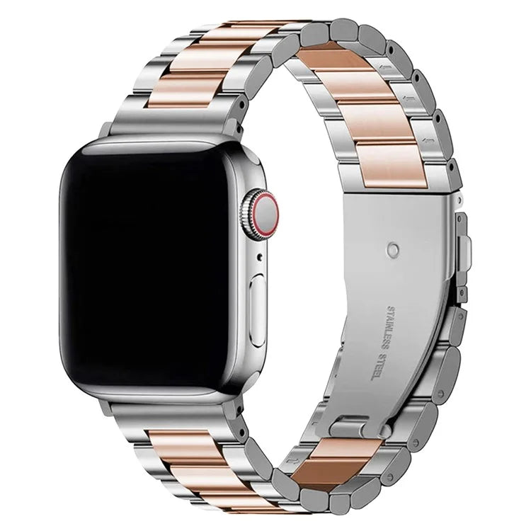 KALEBOL For Apple Watch Series 9 8 7 41mm / 6 5 4 SE (2022) SE (2023) SE 40mm / 3 2 1 38mm Watch Band Stainless Steel Strap+Rose Gold