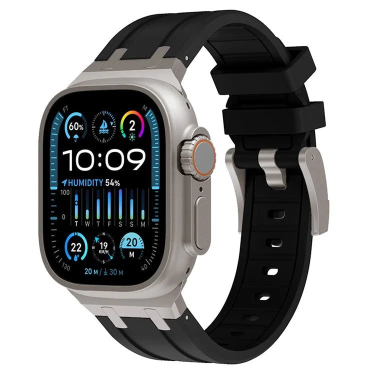 KALEBOL KLB-YTGJ-001 For Apple Watch Series 9 8 7 41mm / 6 5 4 SE (2023) SE (2022) SE 40mm / 3 2 1 38mm Liquid Silicone Strap
