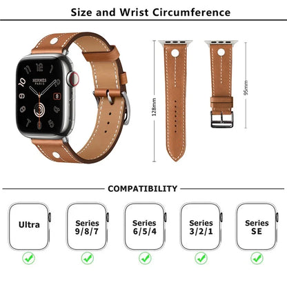 KALEBOL For Apple Watch Ultra 2 Ultra 49mm / 9 8 7 45mm / 6 5 4 SE (2023) SE (2022) SE 44mm / 3 2 1 42mm Genuine Cow Leather Watch Strap