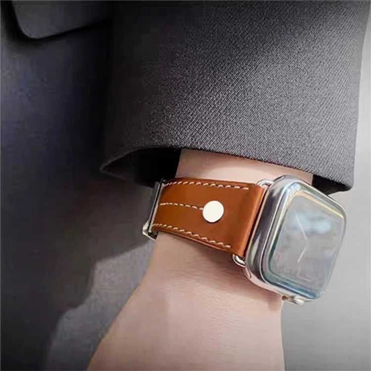 KALEBOL For Apple Watch Series 9 8 7 41mm / 6 5 4 SE (2023) SE (2022) SE 40mm / 3 2 1 38mm Genuine Cow Leather Band Rivet Decor