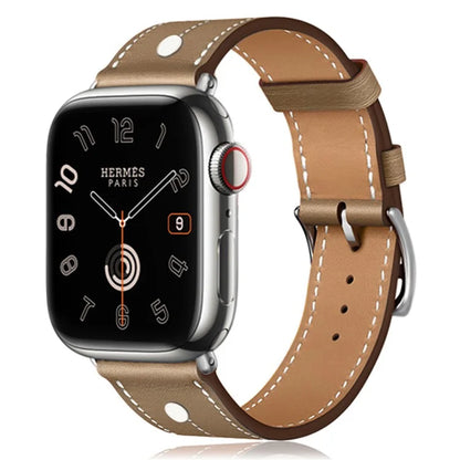 KALEBOL For Apple Watch Series 9 8 7 41mm / 6 5 4 SE (2023) SE (2022) SE 40mm / 3 2 1 38mm Genuine Cow Leather Band Rivet Decor