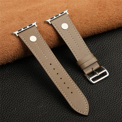 KALEBOL For Apple Watch Series 9 8 7 41mm / 6 5 4 SE (2023) SE (2022) SE 40mm / 3 2 1 38mm Genuine Cow Leather Band Rivet Decor