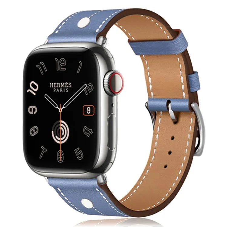 KALEBOL For Apple Watch Series 9 8 7 41mm / 6 5 4 SE (2023) SE (2022) SE 40mm / 3 2 1 38mm Genuine Cow Leather Band Rivet Decor
