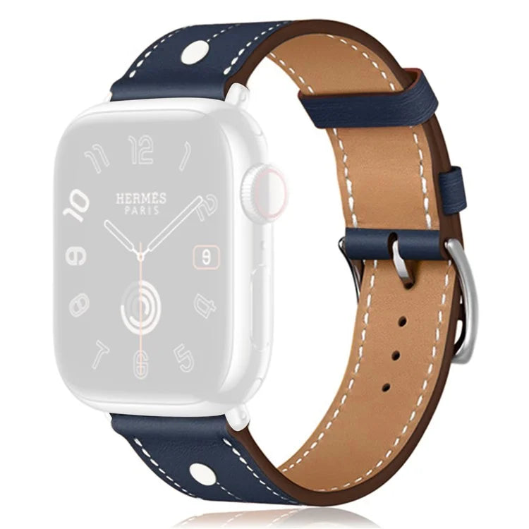 KALEBOL For Apple Watch Series 9 8 7 41mm / 6 5 4 SE (2023) SE (2022) SE 40mm / 3 2 1 38mm Genuine Cow Leather Band Rivet Decor
