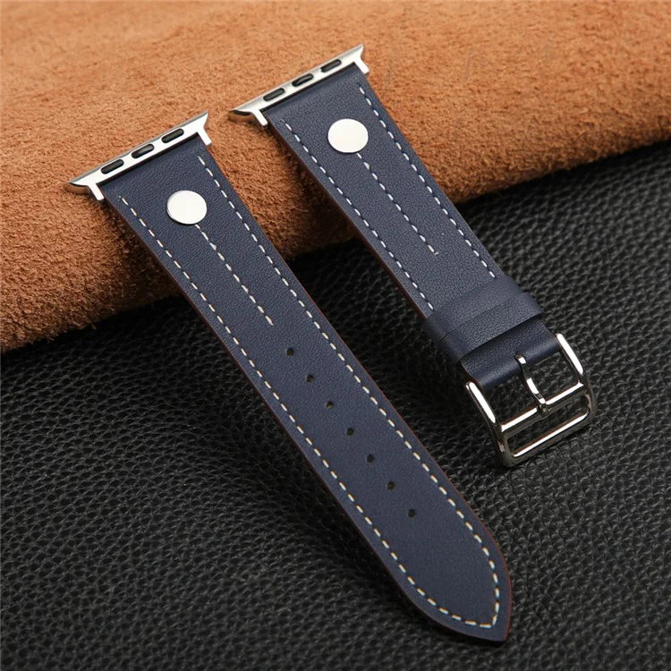KALEBOL For Apple Watch Series 9 8 7 41mm / 6 5 4 SE (2023) SE (2022) SE 40mm / 3 2 1 38mm Genuine Cow Leather Band Rivet Decor