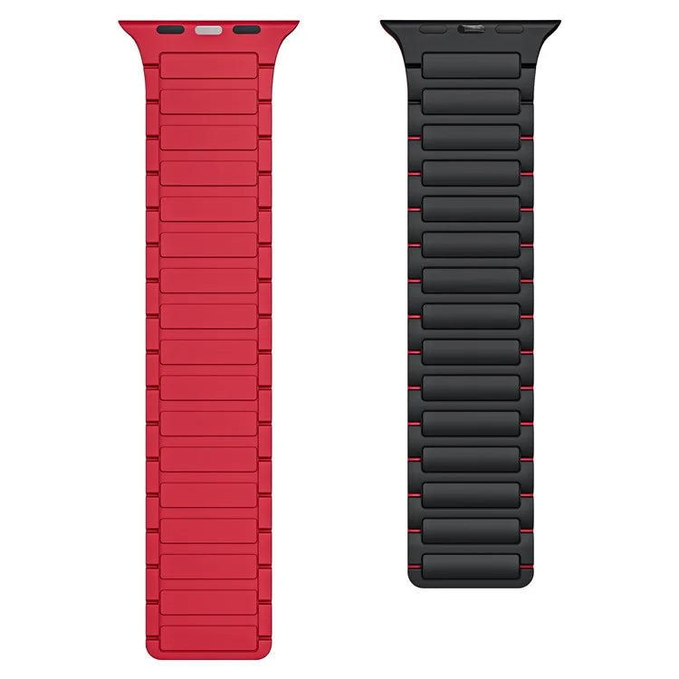 KALEBOL For Apple Watch Series 9 8 7 41mm  /  SE (2023) SE (2022) SE 6 5 4 40mm  /  3 2 1 38mm Watch Strap Magnetic Silicone Band  /  Red