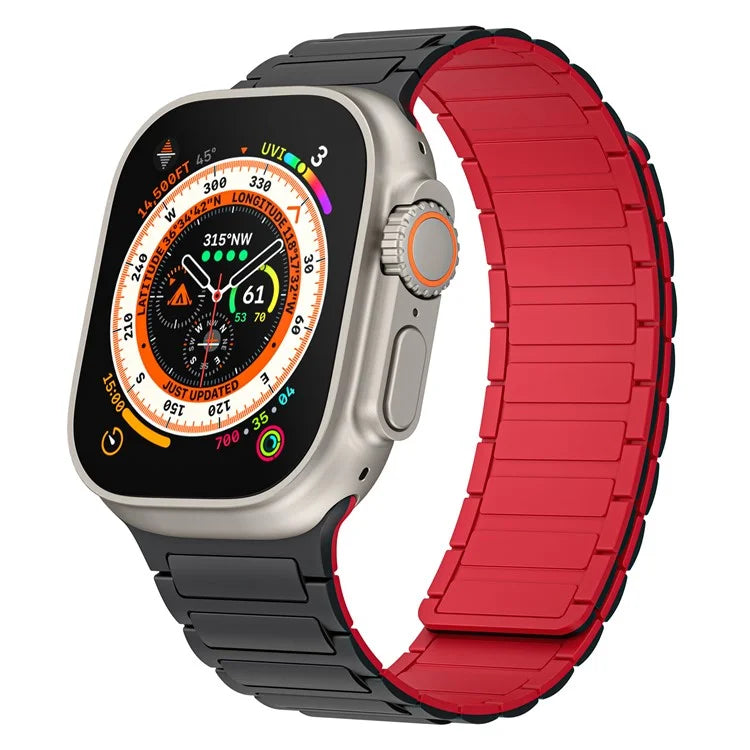 KALEBOL For Apple Watch Series 9 8 7 41mm  /  SE (2023) SE (2022) SE 6 5 4 40mm  /  3 2 1 38mm Watch Strap Magnetic Silicone Band  /  Red