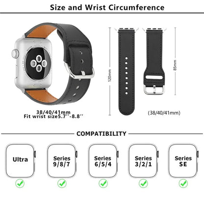 KALEBOL KALEBOL For Apple Watch Series 9 8 7 41mm / 6 5 4 SE (2023) SE (2022) SE 40mm / 3 2 1 38mm Smart Watch Band PU Leather Wrist Strap