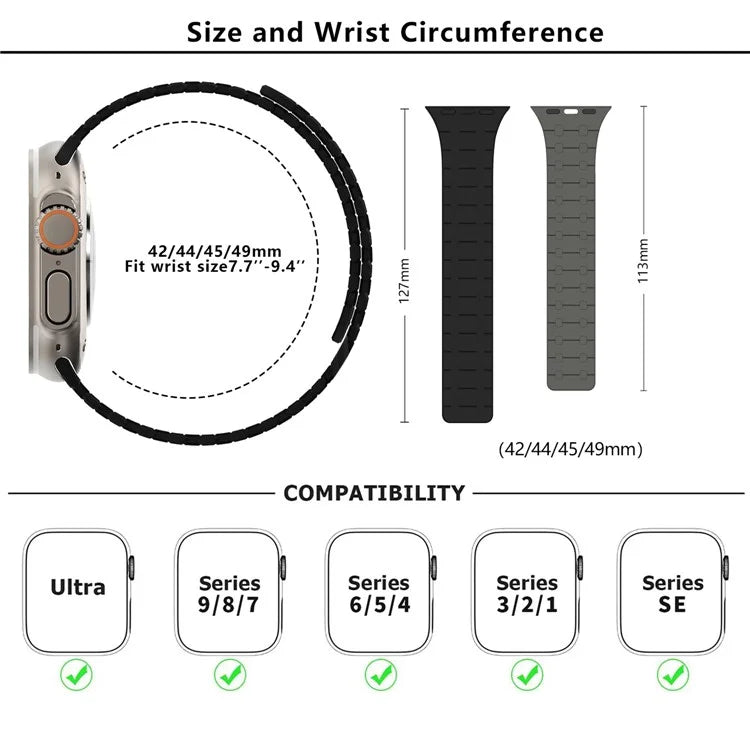 KALEBOL KLB-CXGJ-002 For Apple Watch Ultra 2 Ultra 49mm / 9 8 7 45mm / 6 5 4 SE (2023) SE (2022) SE 44mm / 3 2 1 42mm Silicone Band