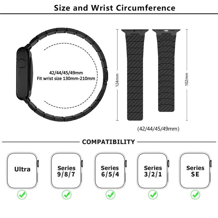 KALEBOL KLB-XWCX-001 For Apple Watch Ultra 2 Ultra 49mm / 9 8 7 45mm / 6 5 4 SE (2023) SE (2022) SE 44mm / 3 2 1 42mm Magnetic PC Wristband