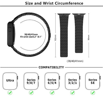 KALEBOL KLB-XWCX-001 For Apple Watch Series 9 8 7 41mm / 6 5 4 SE (2022) SE (2023) SE 40mm / 3 2 1 38mm Magnetic PC Watch Band