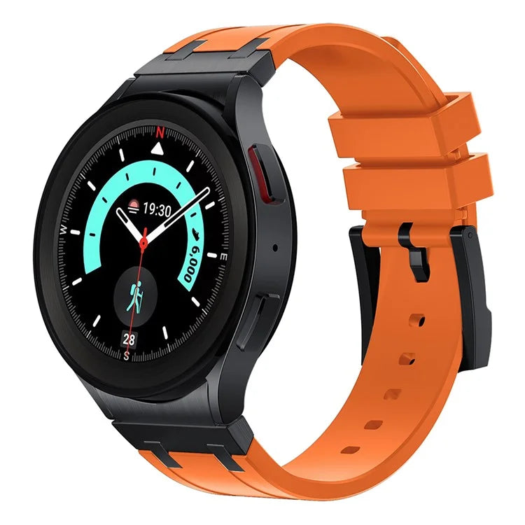 KALEBOL KLB-CXGJ-001 For Samsung Galaxy Watch5 40mm / Galaxy Watch6 Classic 43mm Silicone Watch Strap+Orange