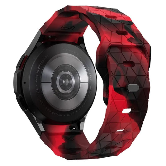 KALEBOL KLB-ZQWFKGJ-001 For Samsung Galaxy Watch FE 40mm / Watch 4 / 5 / 6 Football Pattern Silicone Watch Strap Band and Red Camouflage
