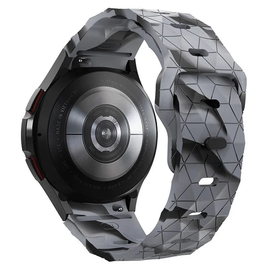 KALEBOL KLB-ZQWFKGJ-001 For Samsung Galaxy Watch FE 40mm / Watch 4 / 5 / 6 Football Pattern Silicone Watch Strap Band and Grey Camouflage