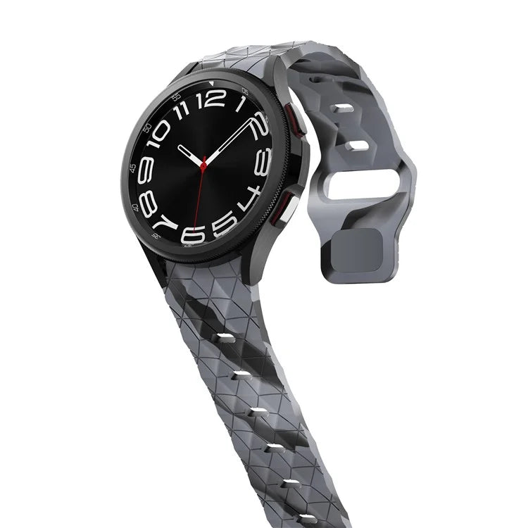 KALEBOL KLB-ZQWFKGJ-001 For Samsung Galaxy Watch FE 40mm / Watch 4 / 5 / 6 Football Pattern Silicone Watch Strap Band and Grey Camouflage
