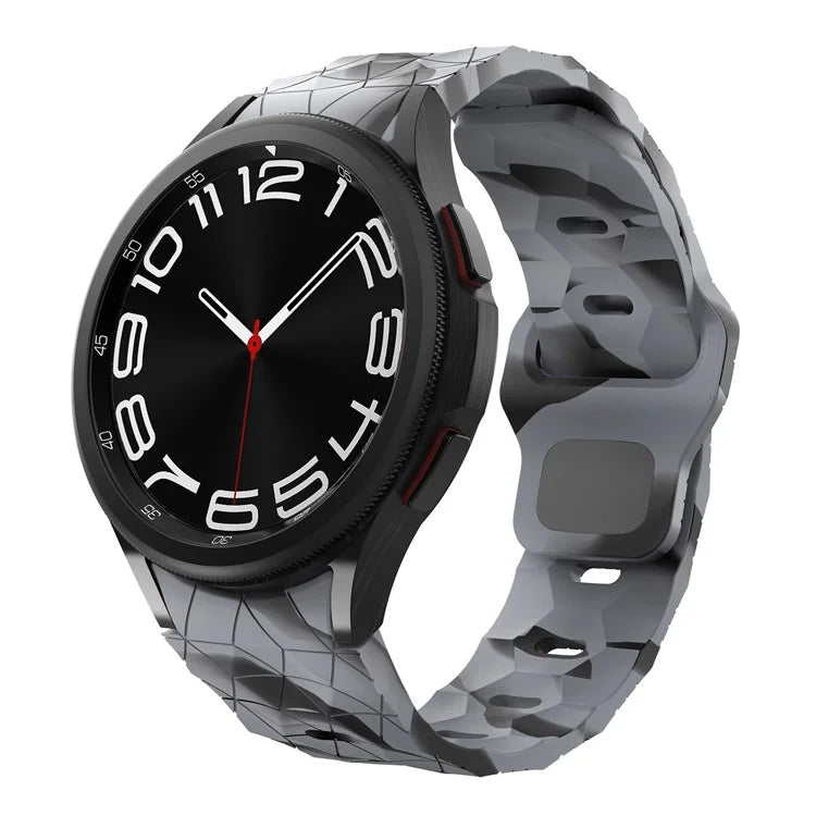 KALEBOL KLB-ZQWFKGJ-001 For Samsung Galaxy Watch FE 40mm / Watch 4 / 5 / 6 Football Pattern Silicone Watch Strap Band and Grey Camouflage