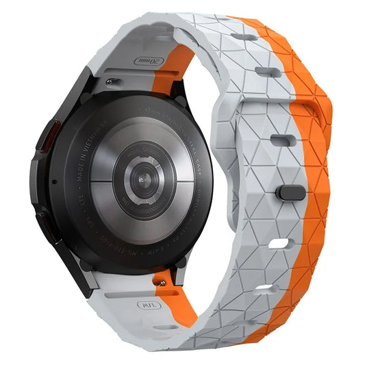 KALEBOL KLB-ZQWFKGJ-001 For Samsung Galaxy Watch FE 40mm / Watch 4 / 5 / 6 Football Pattern Silicone Watch Strap Band Orange