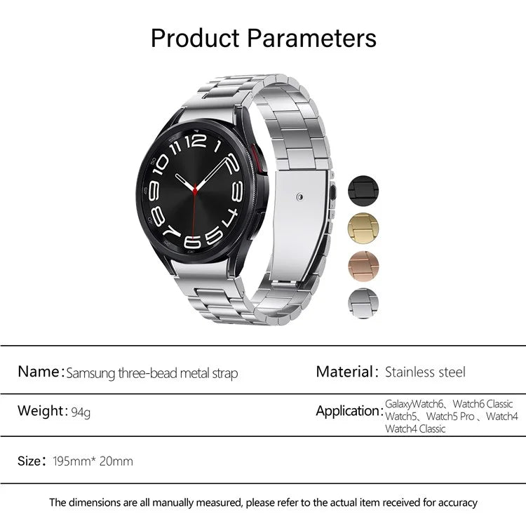 KALEBOL KLB-SZBXG-001 For Samsung Galaxy Watch FE 40mm / Watch4 / Watch 5 / Watch 5 Pro / Watch6 Band Stainless Steel Watch Strap