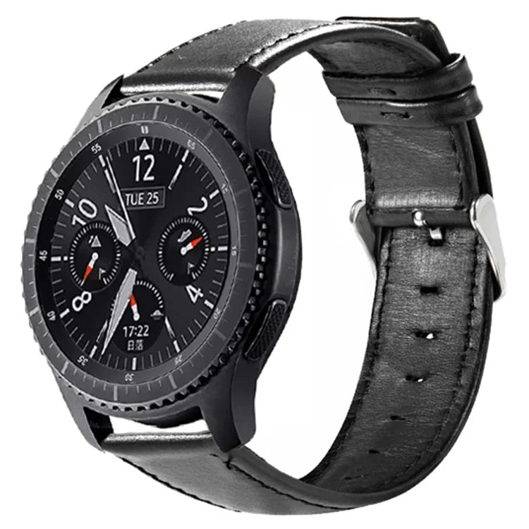 KALEBOL KLB-FMWZP-001 For Samsung Galaxy Watch3 45mm / Huawei Watch 4 Pro Leather Watch Strap Genuine Cow Leather Watch Band