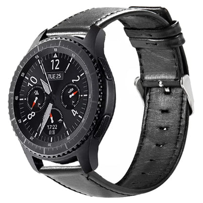 KALEBOL KLB-FMWZP-001 For Samsung Galaxy Watch3 45mm / Huawei Watch 4 Pro Leather Watch Strap Genuine Cow Leather Watch Band