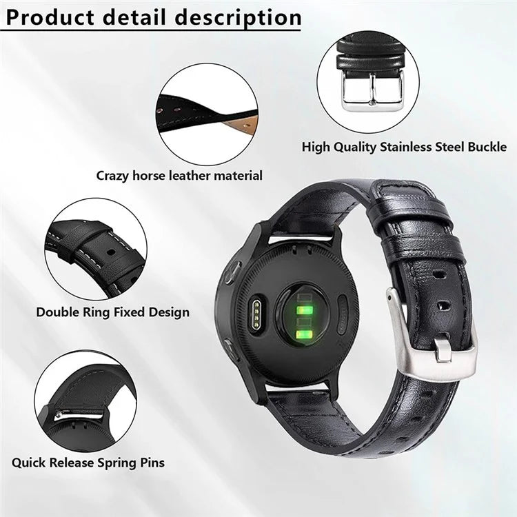 KALEBOL KLB-FMWZP-001 For Samsung Galaxy Watch3 45mm / Huawei Watch 4 Pro Leather Watch Strap Genuine Cow Leather Watch Band