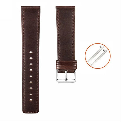 KALEBOL KLB-FMWZP-001 For Samsung Galaxy Watch3 45mm / Huawei Watch 4 Pro Leather Watch Strap Genuine Cow Leather Watch Band