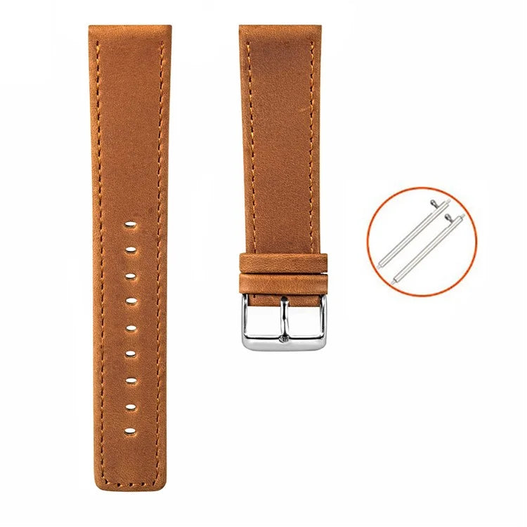KALEBOL KLB-FMWZP-001 For Samsung Galaxy Watch3 45mm / Huawei Watch 4 Pro Leather Watch Strap Genuine Cow Leather Watch Band