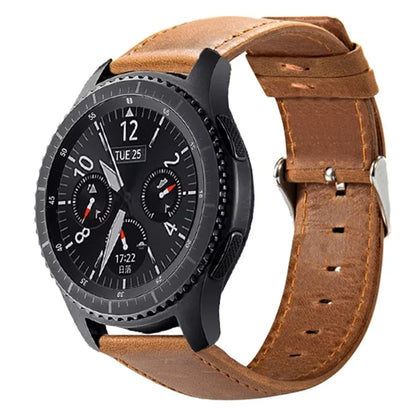 KALEBOL KLB-FMWZP-001 For Samsung Galaxy Watch3 45mm / Huawei Watch 4 Pro Leather Watch Strap Genuine Cow Leather Watch Band