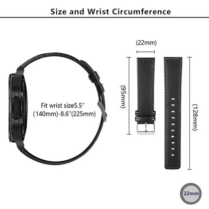 KALEBOL KLB-FMWZP-001 For Samsung Galaxy Watch3 45mm / Huawei Watch 4 Pro Leather Watch Strap Genuine Cow Leather Watch Band