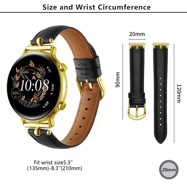 KALEBOL KLB-YZKZP-001 For Samsung Galaxy Watch6 Classic 47mm / Galaxy Watch5 Pro 45mm Genuine Cow Leather 20mm Watch Strap