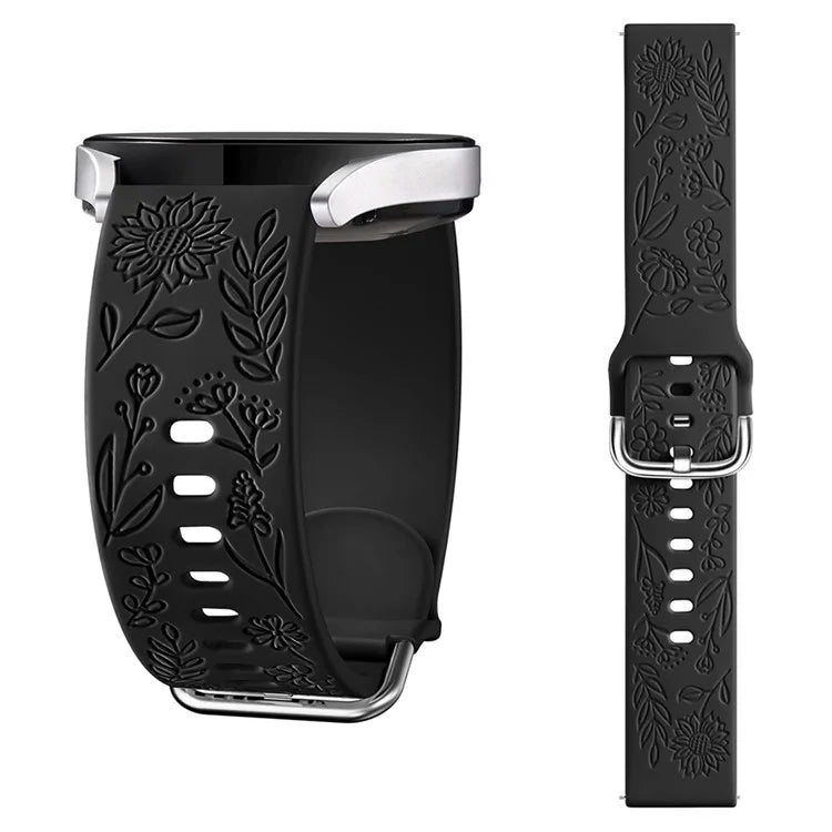 For Garmin Vivomove 3 / Forerunner 645 / Samsung Gear S2 Classic Universal 20mm Carving Flower Silicone Watch Strap