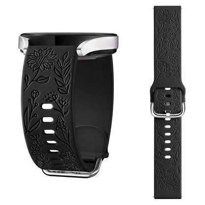 For Garmin Vivomove 3 / Forerunner 645 / Samsung Gear S2 Classic Universal 20mm Carving Flower Silicone Watch Strap
