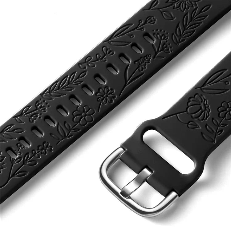 For Garmin Vivomove 3 / Forerunner 645 / Samsung Gear S2 Classic Universal 20mm Carving Flower Silicone Watch Strap