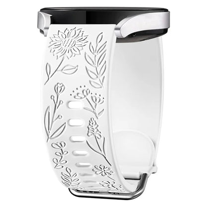 For Garmin Vivomove 3 / Forerunner 645 / Samsung Gear S2 Classic Universal 20mm Carving Flower Silicone Watch Strap