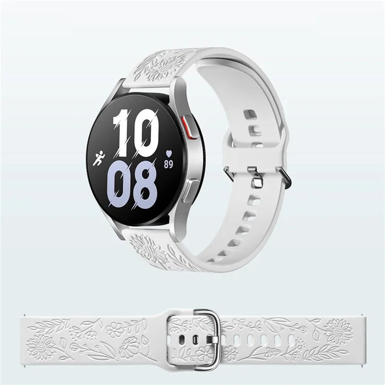 For Garmin Vivomove 3 / Forerunner 645 / Samsung Gear S2 Classic Universal 20mm Carving Flower Silicone Watch Strap