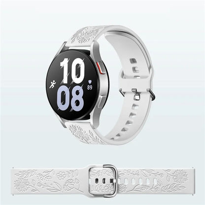 For Garmin Vivomove 3 / Forerunner 645 / Samsung Gear S2 Classic Universal 20mm Carving Flower Silicone Watch Strap