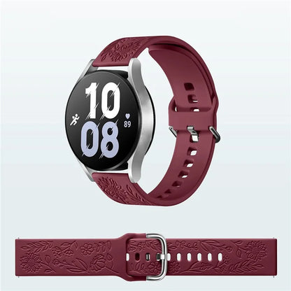For Garmin Vivomove 3 / Forerunner 645 / Samsung Gear S2 Classic Universal 20mm Carving Flower Silicone Watch Strap