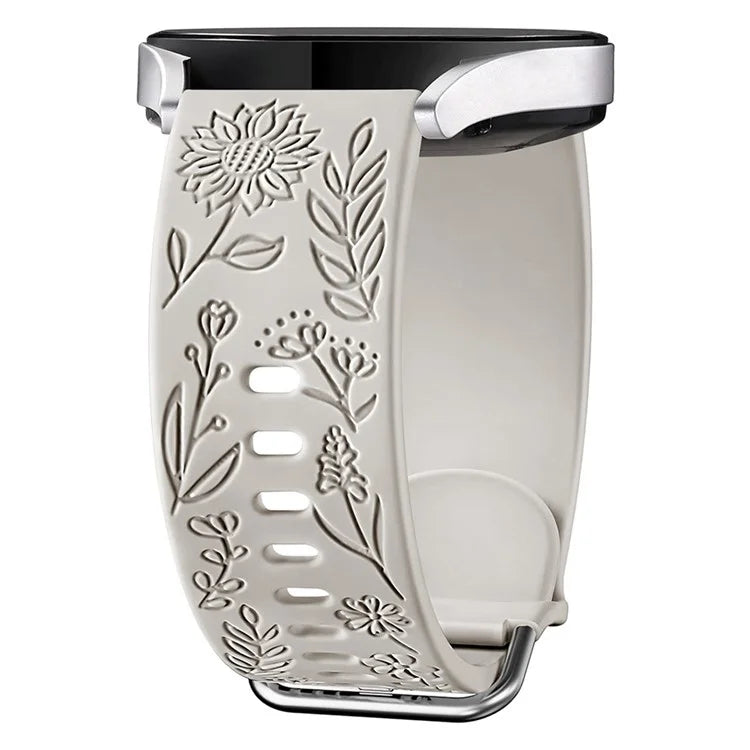 For Garmin Vivomove 3 / Forerunner 645 / Samsung Gear S2 Classic Universal 20mm Carving Flower Silicone Watch Strap