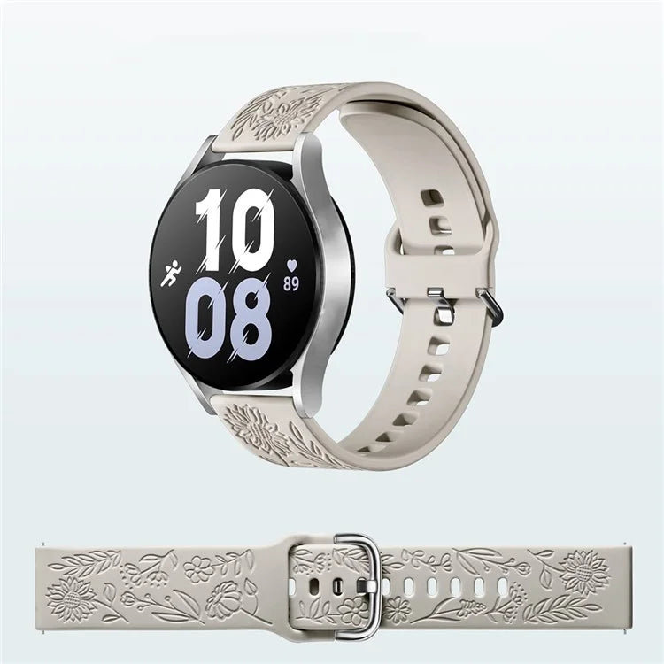 For Garmin Vivomove 3 / Forerunner 645 / Samsung Gear S2 Classic Universal 20mm Carving Flower Silicone Watch Strap